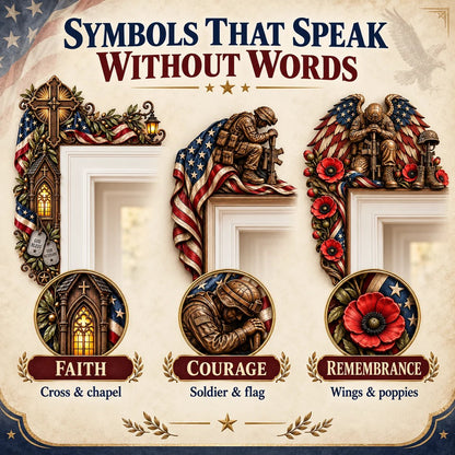 ⏳ Last Day 49% OFF –❤️‍🔥Patriotic American Flag & Cross& Veteran Door Frame Corner Decor
