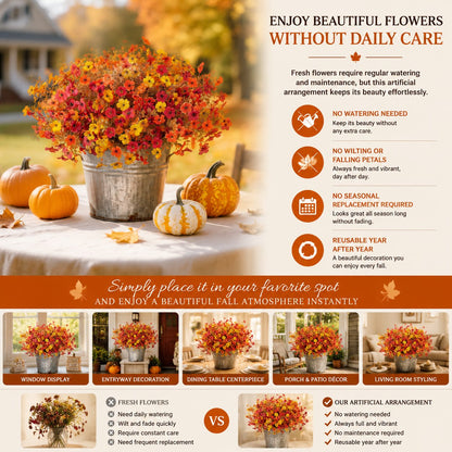 🍂Artificial Fall Eucalyptus & Violet Flower Arrangement — Bring The Warm Beauty Of Autumn Into Your Home