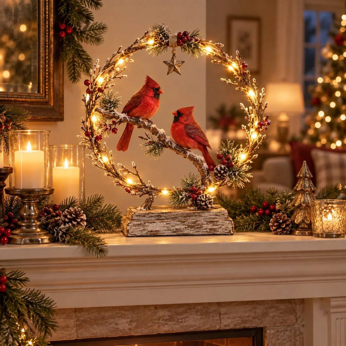 ⏳ Last Day 49% OFF –🐦Lighted Cardinal Tabletop Decor