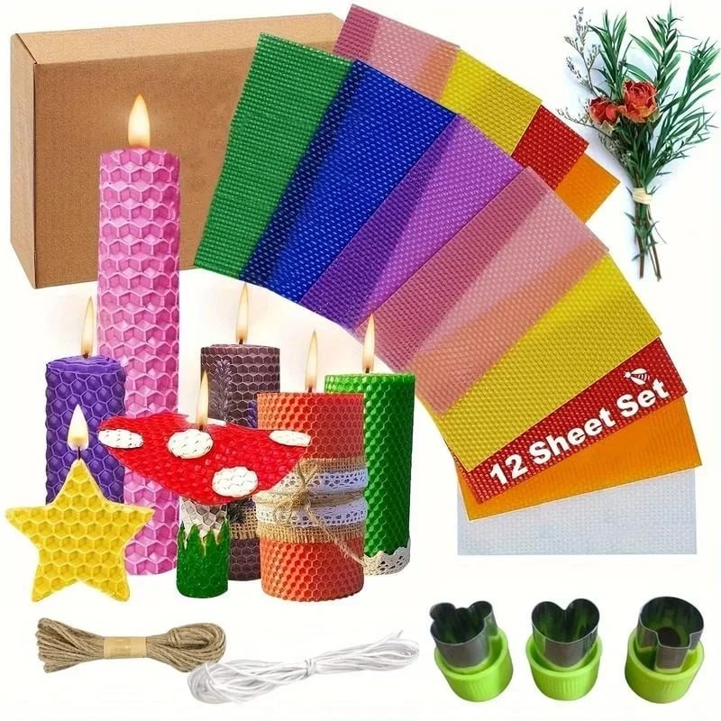 🔥 LAST DAY 49% OFF-🕯️DIY Beeswax Candle Making Kit (12-Piece Set) – Create Your Own Cozy Glow!
