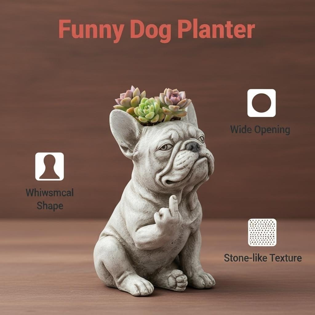 🐶 Limited-Time 58% OFF - Grumpy French Bulldog Planter (Plants not included)