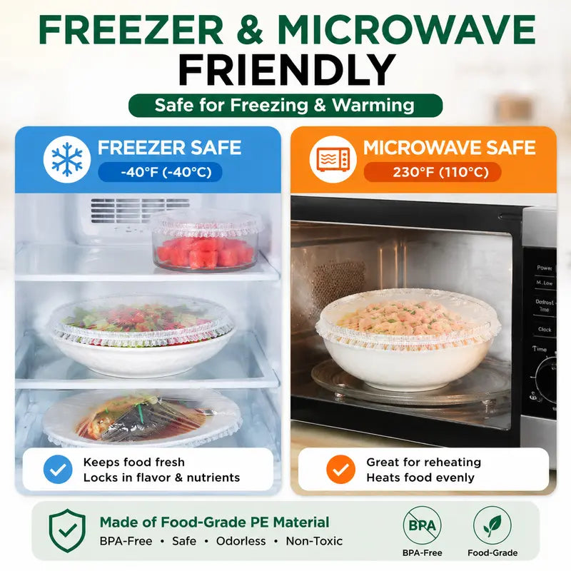 🥗  100PCS Ultra Stretch Food Covers | Keep Every Meal Fresh Longer🥡