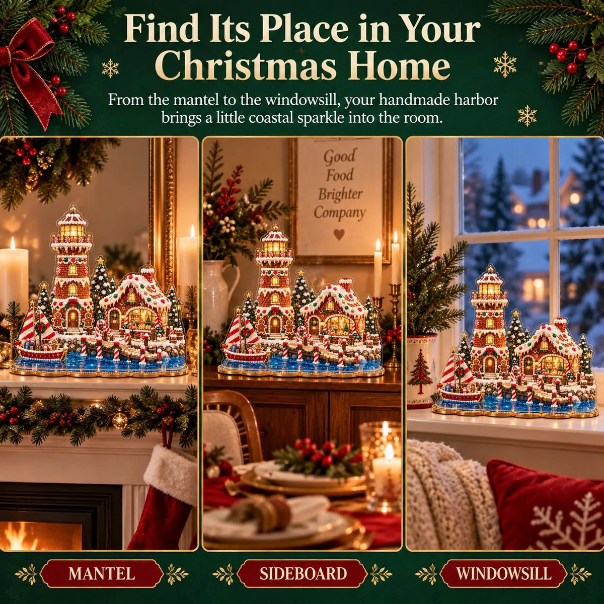 ✨ Last Day – 49% OFF!✨ Pearl Christmas Lighthouse Diamond Painting Kit🎅⛄️❄️