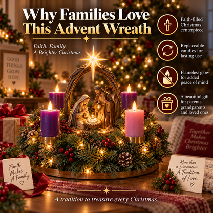 ✨ Last Day – 60% OFF-✝️ Lighted Nativity Advent Wreath🕯️