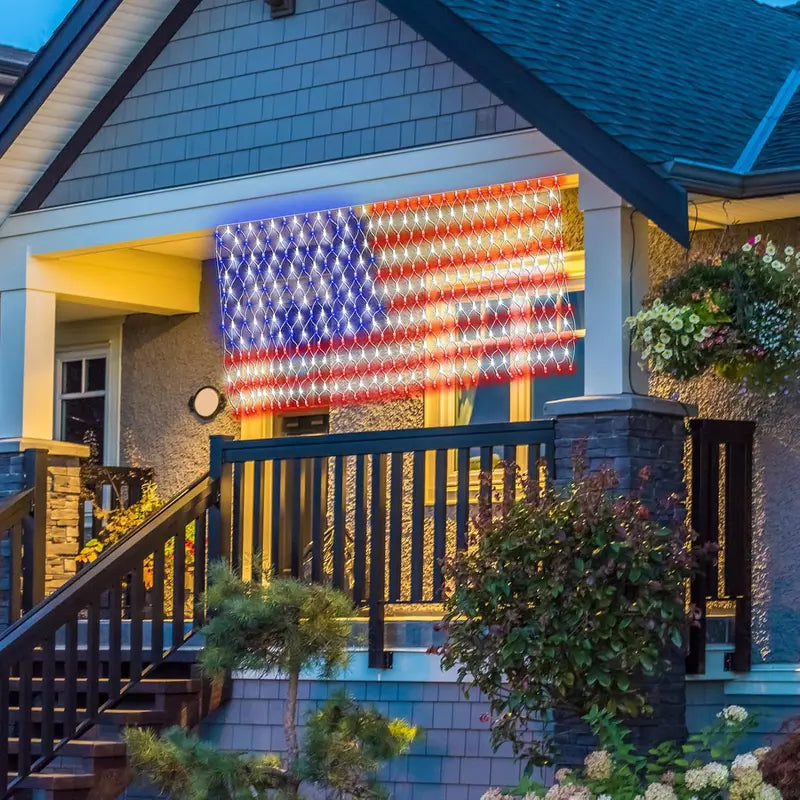 Outdoor Solar American Flag Light (6.5ft x 3.28ft) | Ultra-Bright Waterproof Patriotic Yard Decor