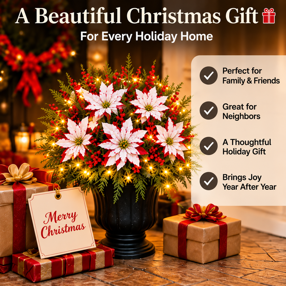 🔥LAST DAY 49% OFF -🌸Light-up Christmas Poinsettia Planter Liner