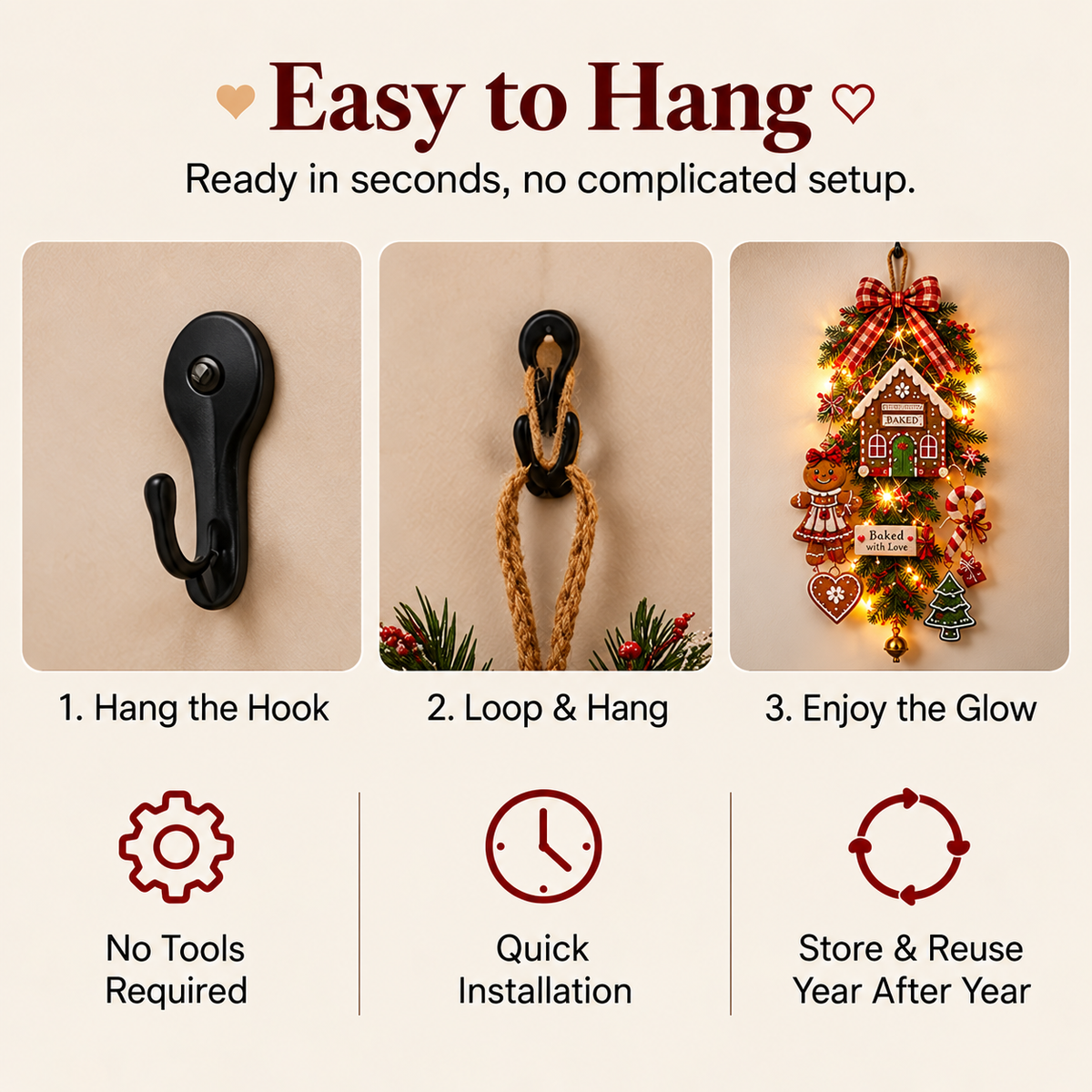 🔥LAST DAY 50% OFF -✨Light-up Gingerbread Man Hanging Ornament