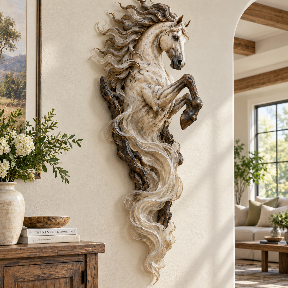 Emberlight horse wall sculpture in daylight