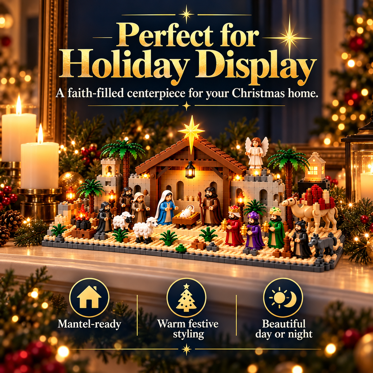 🎄 Last Day 50% OFF-⛪🎅Nativity Building Advent Calendar | 24 Daily Builds to Create a Complete Christmas Scene✝️