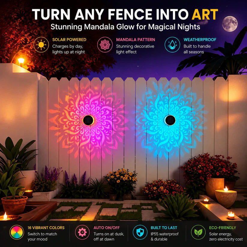 🌟Outdoor Patio Ambient Light Solar Powered Mandala Projector Lamp