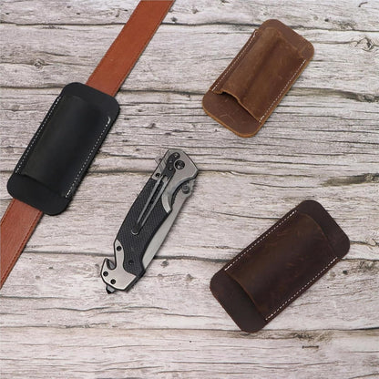 Genuine Leather Knife Sheath Foldable Lightweight Belt Pouch