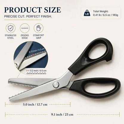 Stainless Steel Pinking Shears – 9.1" Zig Zag Fabric Scissors for Sewing, Quilting, Dressmaking & DIY Crafts