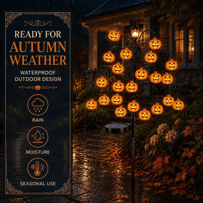🎃Halloween Solar Pumpkin Spider Stake Lights, Auto On Off Waterproof Outdoor Pathway Lights for Yard Lawn Garden Decor