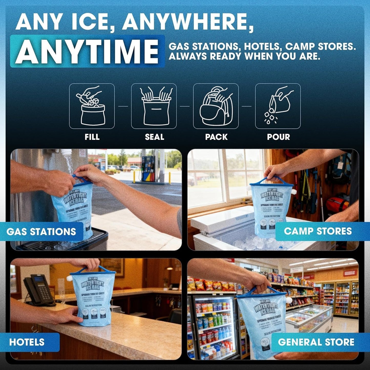 Hot Sale🧊Large Leakproof Reusable Ice Bag for Coolers, Long-Lasting Freezer Ice Pack