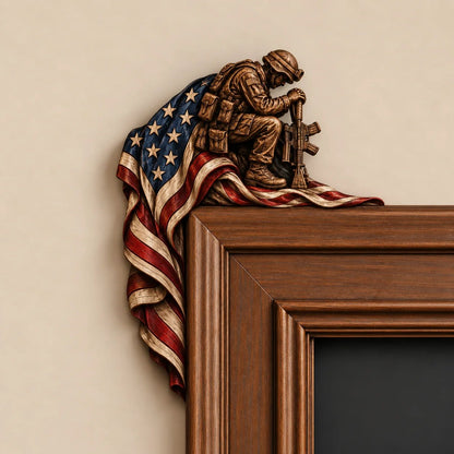 ⏳ Last Day 49% OFF –❤️‍🔥Patriotic American Flag & Cross& Veteran Door Frame Corner Decor
