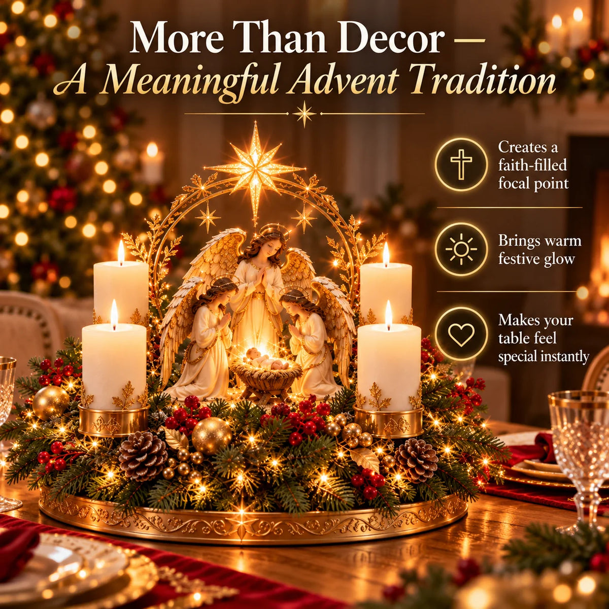 ✨ Last Day – 60% OFF!🕯️ Lighted Nativity Christmas Centerpiece