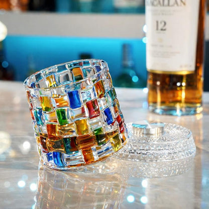Luxury 360° Spinning Crystal Glass – Star-Cut Stress Relief Whiskey & Wine Glass