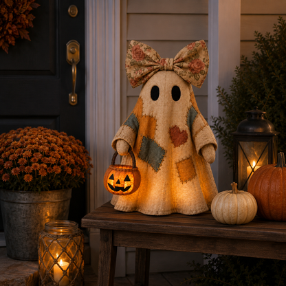 🎃 LIMITED-TIME OFFER – Vintage Patchwork Glowing Ghost Decor ✨