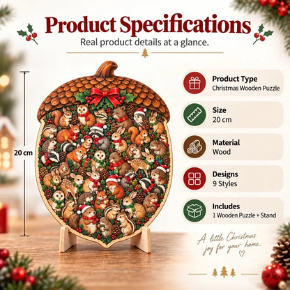 ⏳ Last Day 49% OFF –🎄🧩 Wooden Christmas Puzzle with Stand