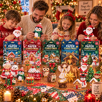 🎄✂️ Paper Christmas Craft Kit — 250 Sheets, 5 Festive Themes, DIY 3D Paper Crafts