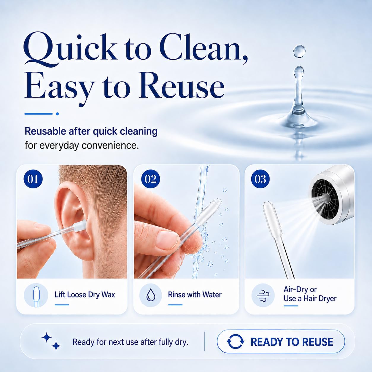 👂 Sticky Ear Cleaning Sticks – Reusable Adhesive Ear Picks, Soft Swabs for Gentle Ear Care