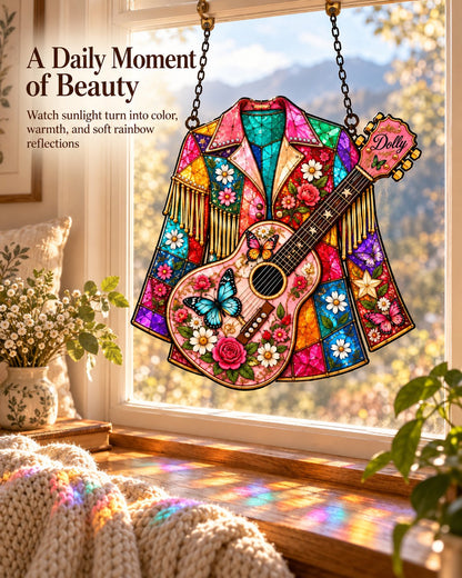 ⏰ LAST DAY 49% OFF - 💃 Handmade Dolly Parton “Coat of Many Colors” Stained Glass Suncatcher