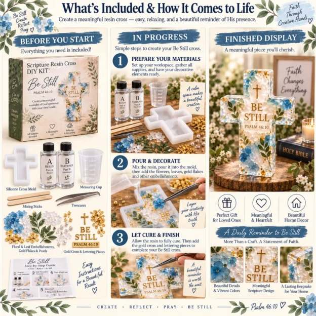 ✝️ Psalms of Comfort & Strength Resin Cross DIY Kit
