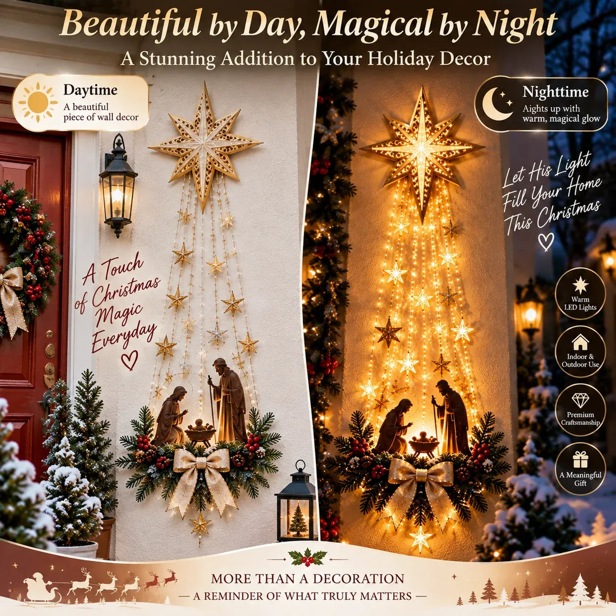 🔥LAST DAY 49% OFF -✝️ Bethlehem Star of Faith™ – Lighted Nativity Wall Decor