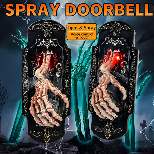🔥HOT SALE🔥🕸️ Gothic Skeleton Hand Doorbell – Motion Activated Haunted Door Decoration💀🎃