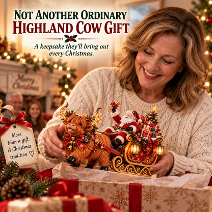 💥LAST DAY 50% OFF🐮🎅 Santa’s Highland Cow Christmas Sleigh
