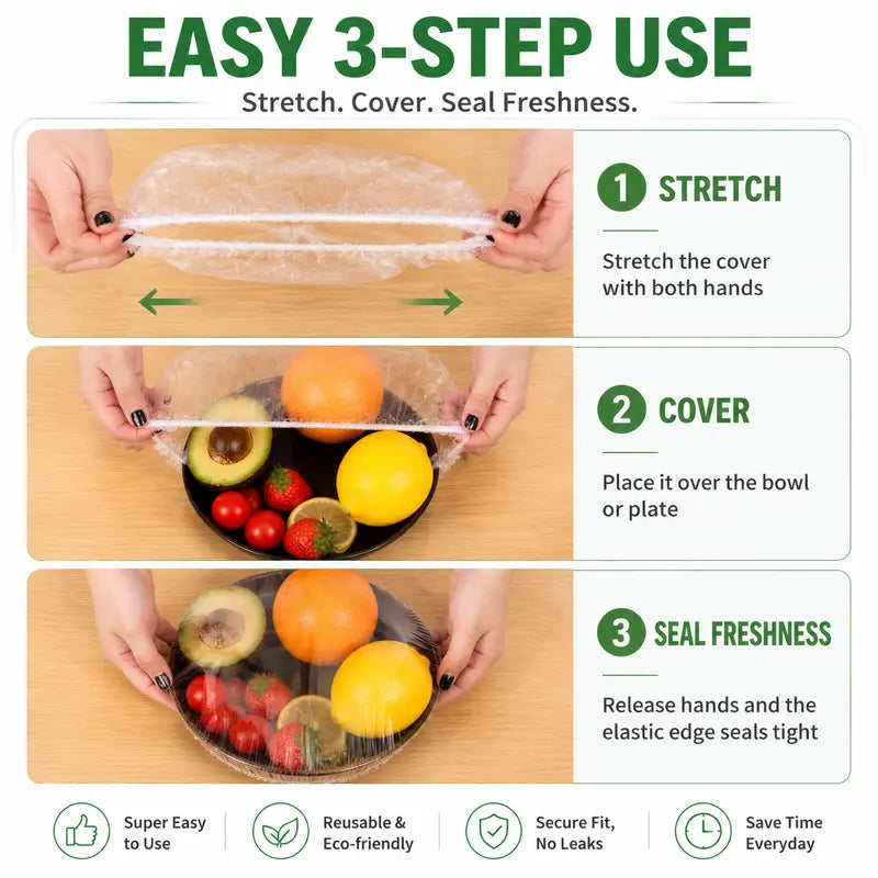 🥗  100PCS Ultra Stretch Food Covers | Keep Every Meal Fresh Longer🥡