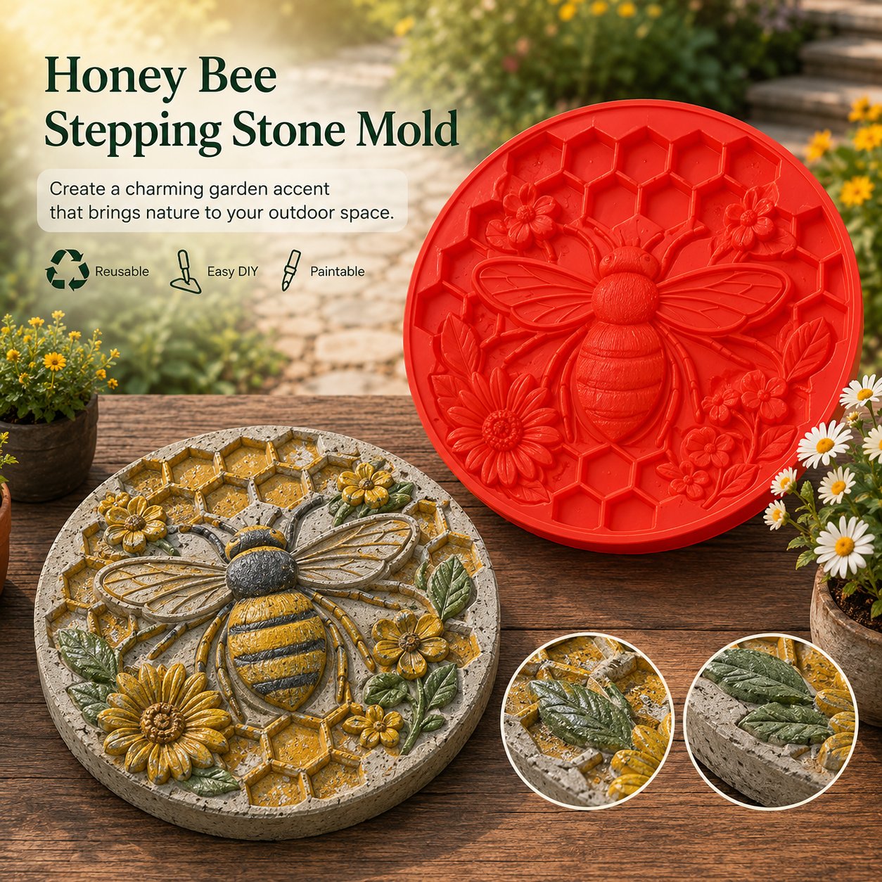🌻 Reusable DIY Concrete Mold For Outdoor Decor – Create Beautiful Handmade Garden Path Decor