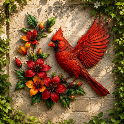 🔥Summer Sale 49% OFF🐦 Blooming Cardinal Metal Wall Art Décor