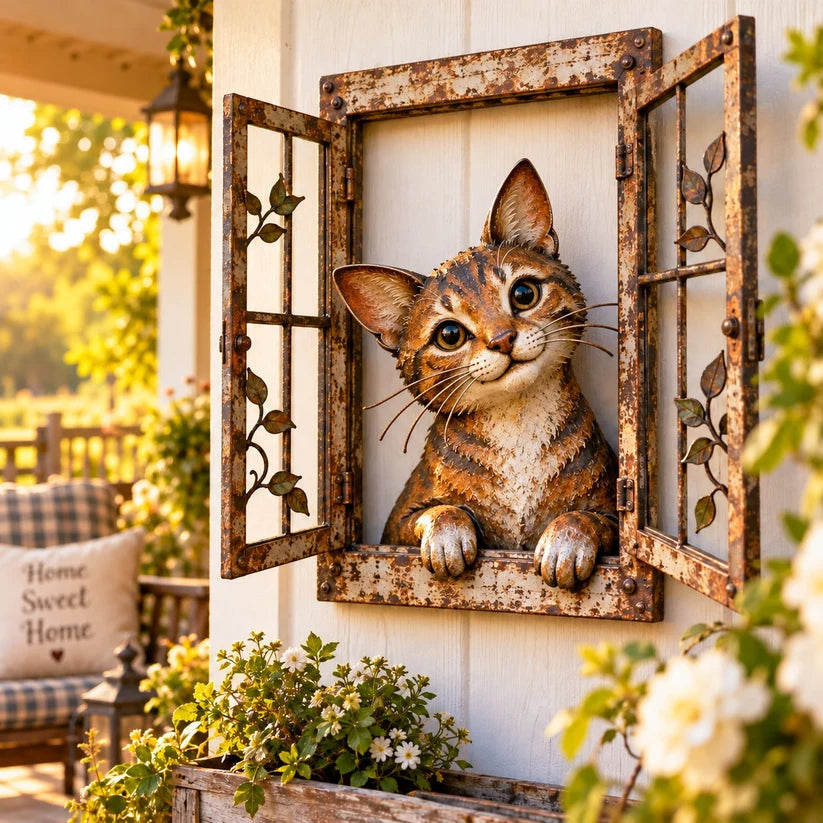 ✨ Last Day 49% OFF🐮Handcrafted Wrought-Iron "Peeking" Animal Window