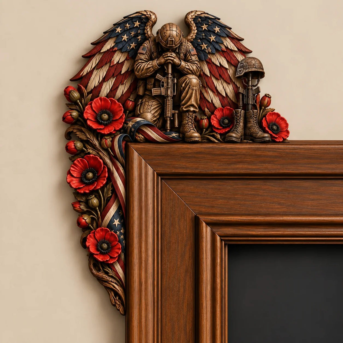 ⏳ Last Day 49% OFF –❤️‍🔥Patriotic American Flag & Cross& Veteran Door Frame Corner Decor