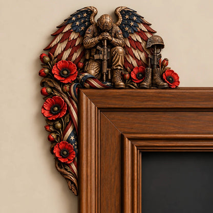 ⏳ Last Day 49% OFF –❤️‍🔥Patriotic American Flag & Cross& Veteran Door Frame Corner Decor