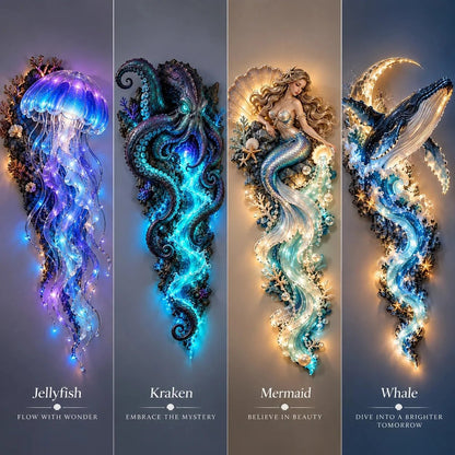 ⏰Limited Stock 49% OFF - 🌊✨ Enchanted Ocean Legends™ Lighted Wall Décor Collection 🐋🧜‍♀️