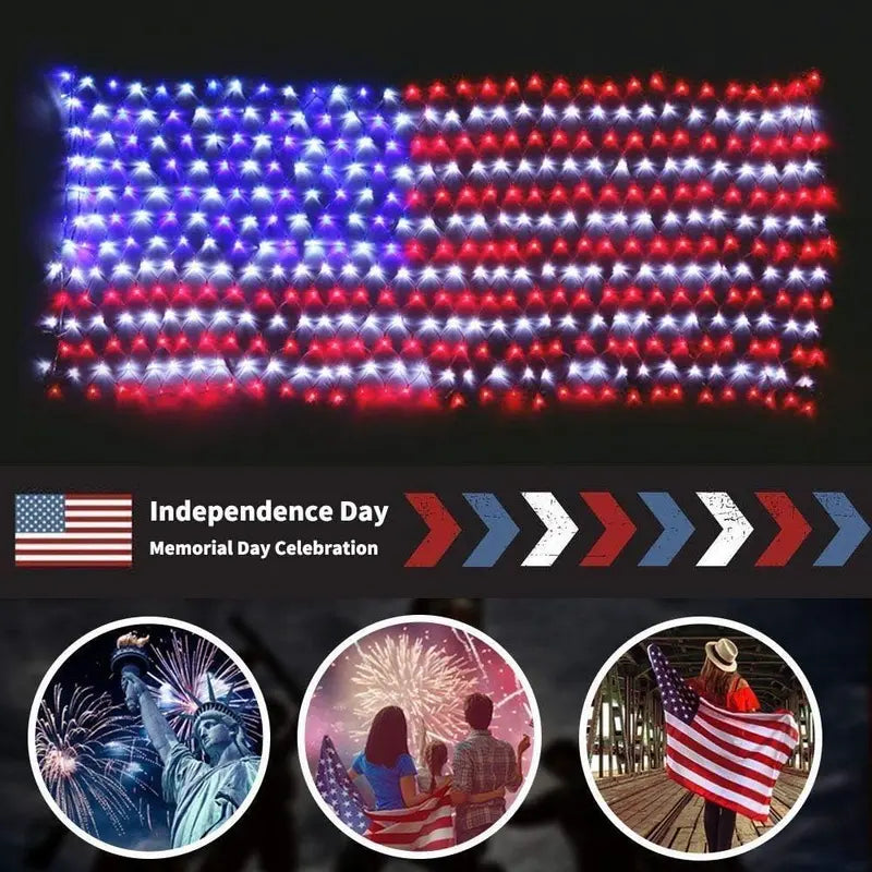 Outdoor Solar American Flag Light (6.5ft x 3.28ft) | Ultra-Bright Waterproof Patriotic Yard Decor