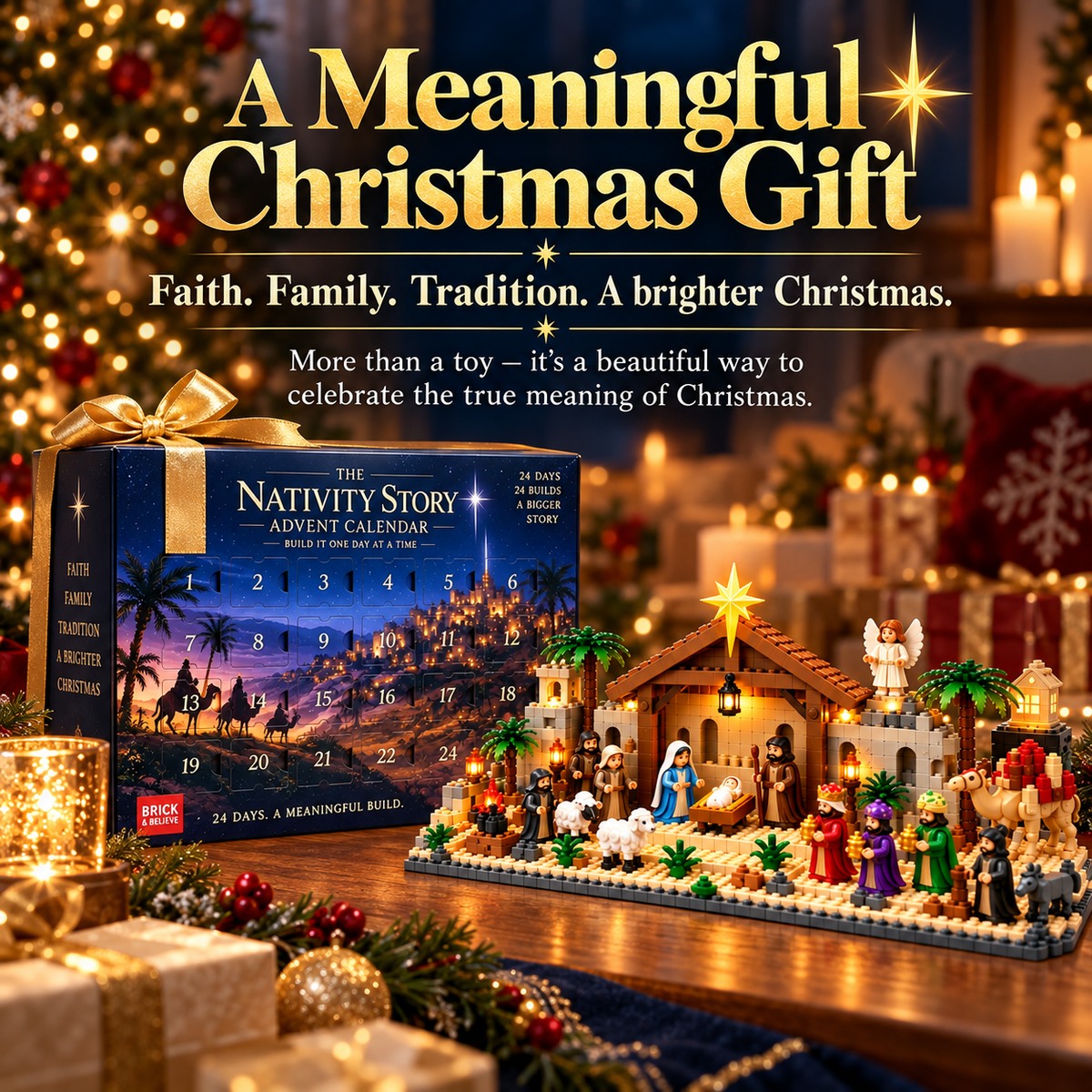 🎄 Last Day 50% OFF-⛪🎅Nativity Building Advent Calendar | 24 Daily Builds to Create a Complete Christmas Scene✝️