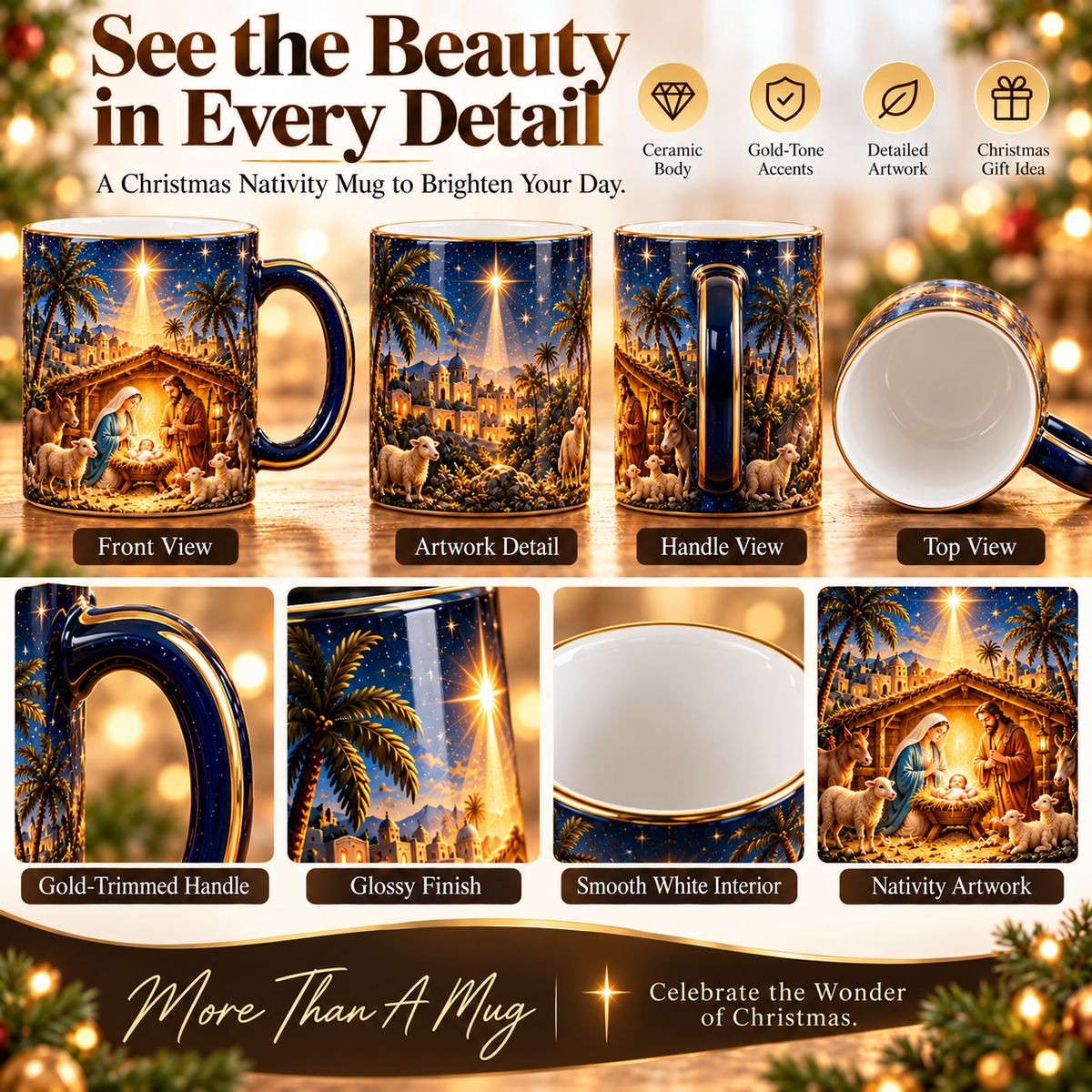 🔥 Last Day 50% OFF-✝️✨Nativity Scene Heat-Sensitive Mug | Christian Christmas Gift🎁