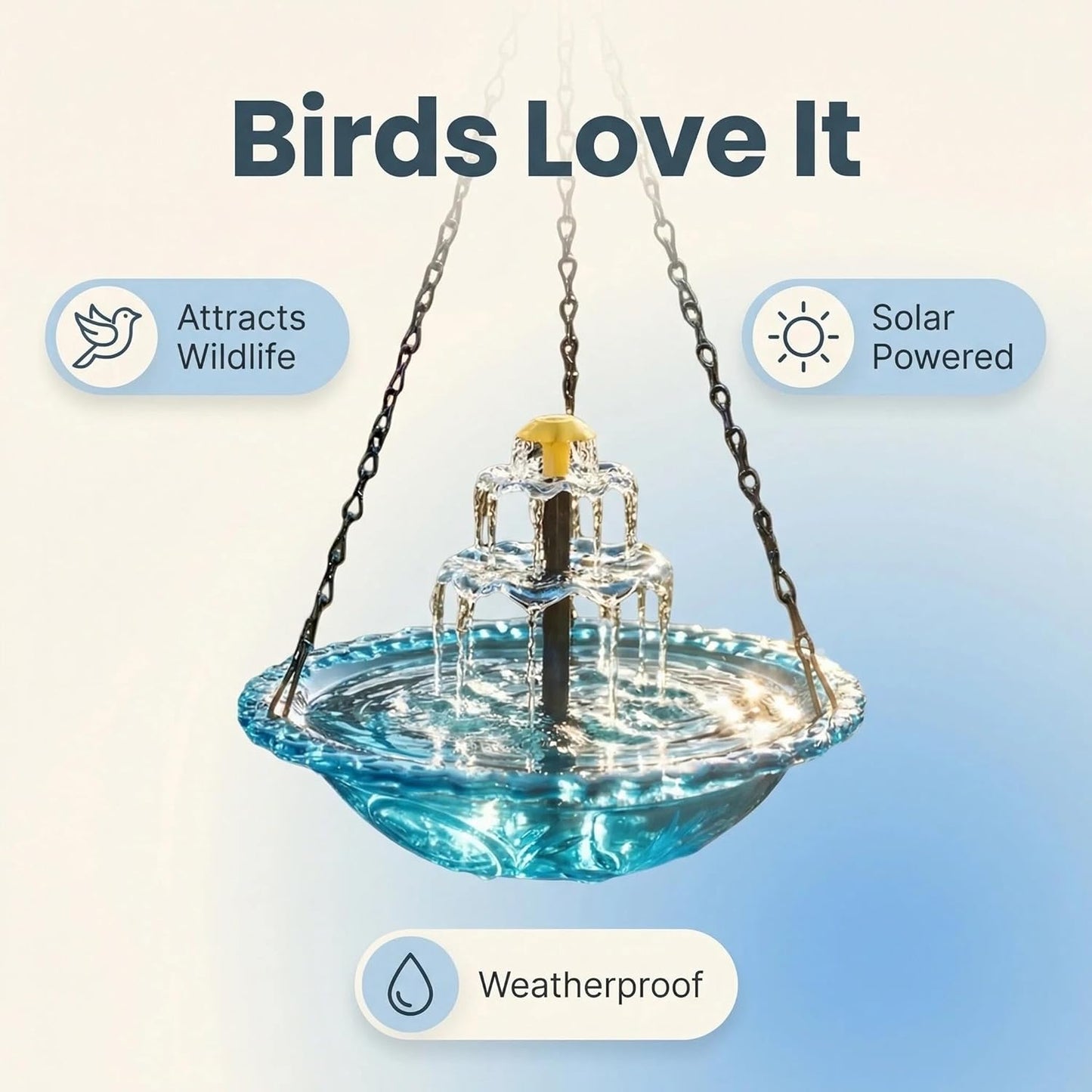 🔥Last 4 hours Hot Sale 50%-🐦Solar Cascade Hanging Bird Bath Fountain