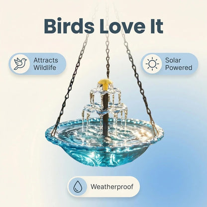 🔥Last 4 hours Hot Sale 50%-🐦Solar Cascade Hanging Bird Bath Fountain