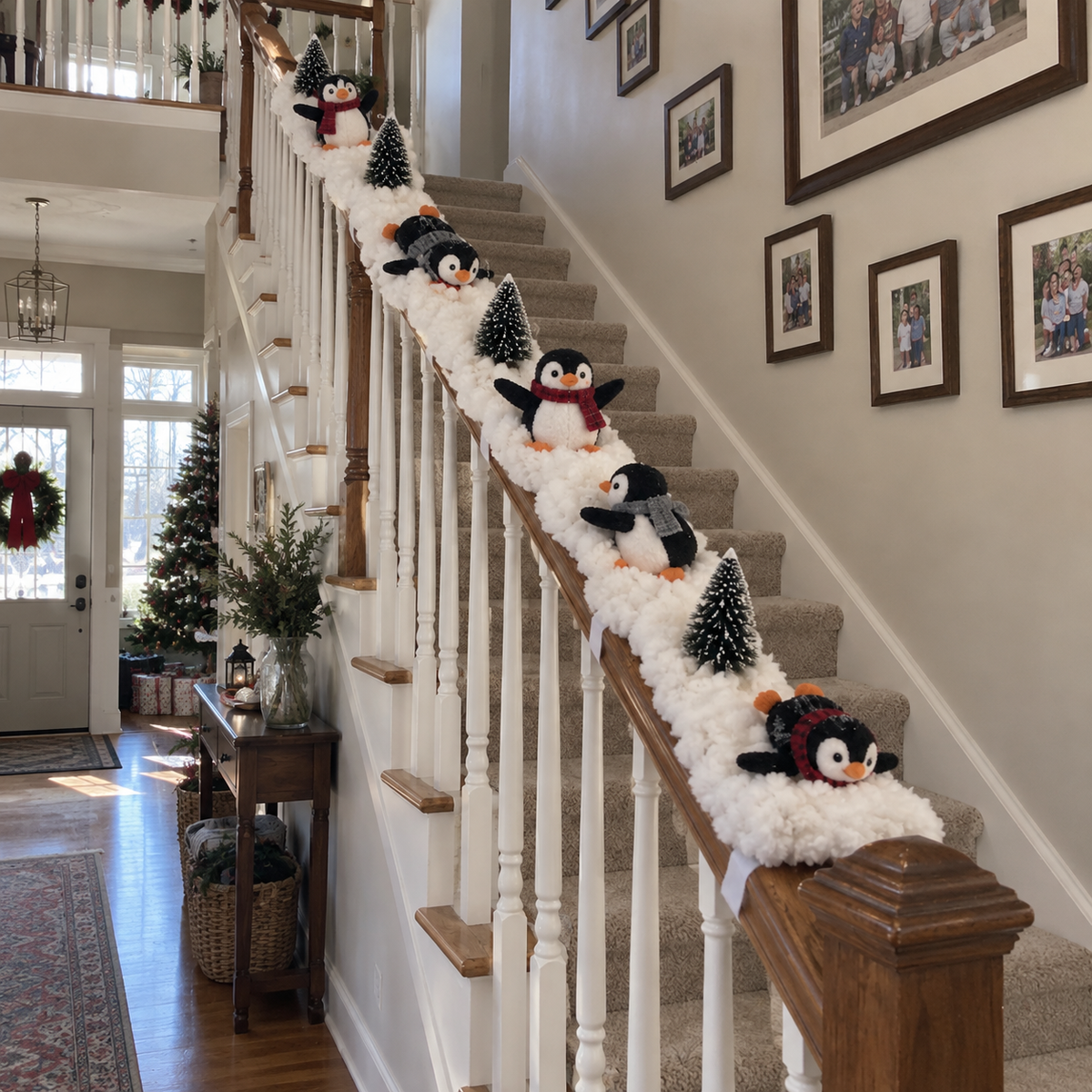 🎄 Christmas Special 50% OFF-🐧Playful Penguin Snowy Stair Railing Decor