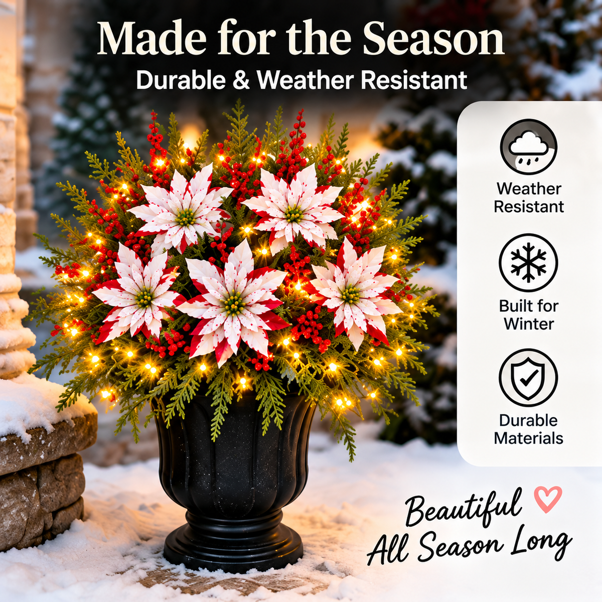 🔥LAST DAY 49% OFF -🌸Light-up Christmas Poinsettia Planter Liner