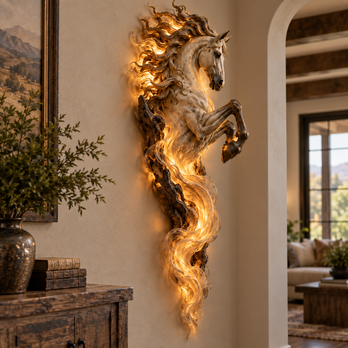 Emberlight illuminated horse wall sculpture