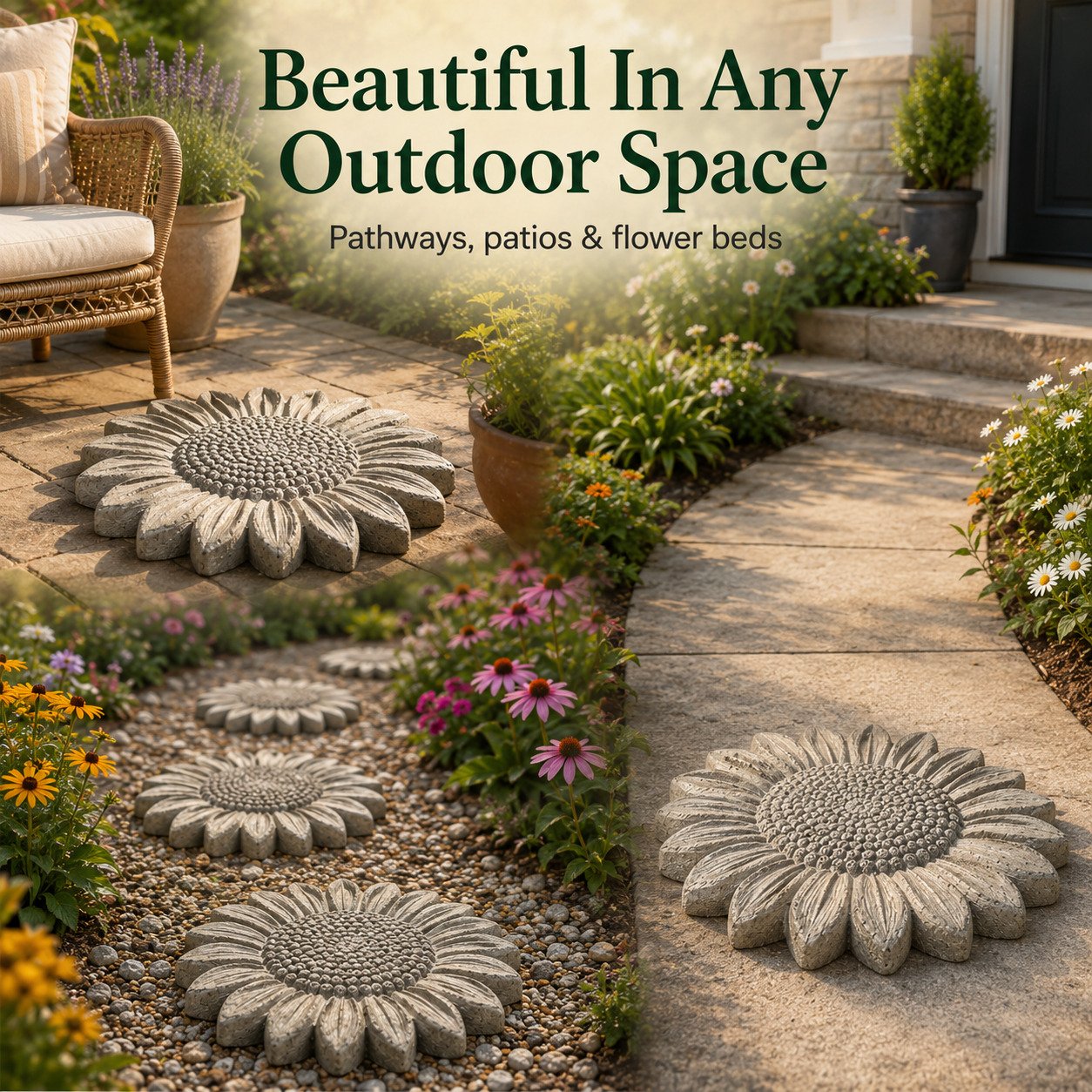 🌻 Reusable DIY Concrete Mold For Outdoor Decor – Create Beautiful Handmade Garden Path Decor