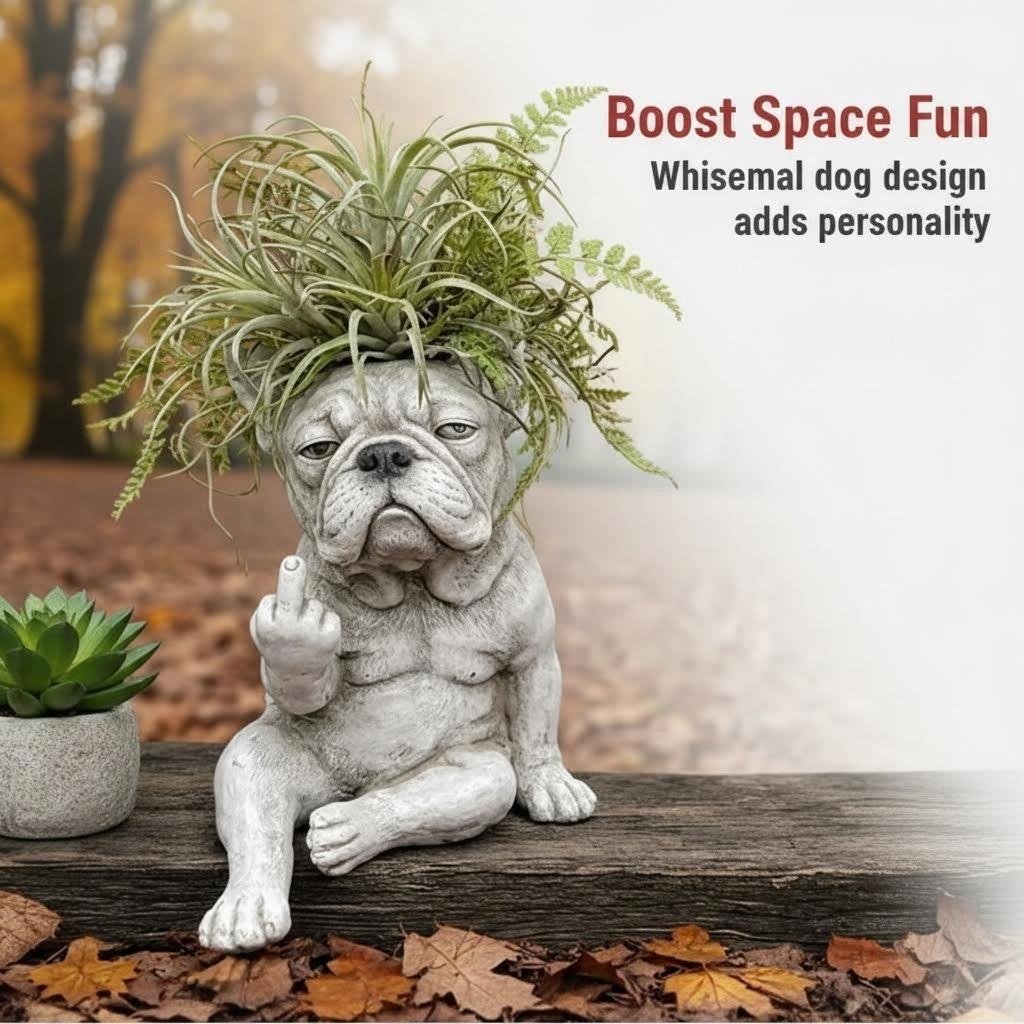 🐶 Limited-Time 58% OFF - Grumpy French Bulldog Planter (Plants not included)