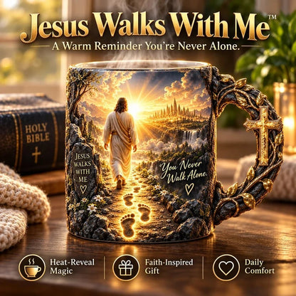 🔥 Last Day 49% OFF - 🔥✝️ Jesus Walks With Me™ – Heat-Reveal Faith Mug | You Are Never Alone (📦Buy 2 Free Shipping)