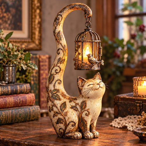 🔥LAST DAY 50% OFF - 🐈‍⬛Vintage Cat Lantern Sculpture Lamp