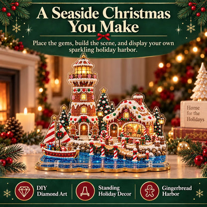 ✨ Last Day – 49% OFF!✨ Pearl Christmas Lighthouse Diamond Painting Kit🎅⛄️❄️